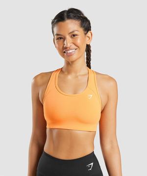 Apricot Orange Gymshark Essential Racer Back Women's Sports Bra | QKIUMB389