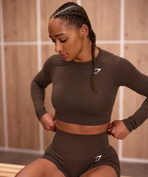 Beige Gymshark Vital Seamless 2.0 Crop Women's Tops | CSPUDJ172