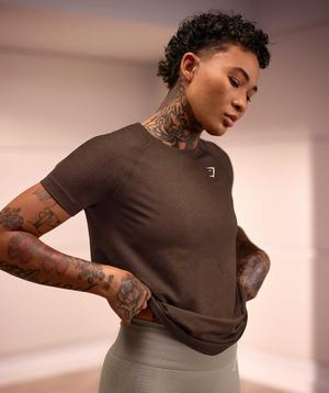 Beige Gymshark Vital Seamless 2.0 Light Women's T Shirts | EQZRIJ714