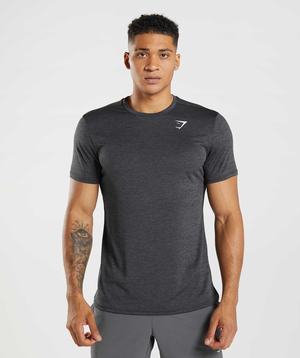 Black / Black Grey Gymshark Arrival Marl Men's T Shirts | BMRVQP789