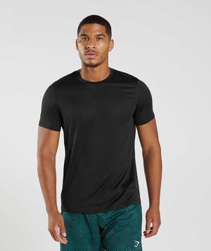 Black / Black Gymshark Sport Men's T Shirts | NPHKOR815