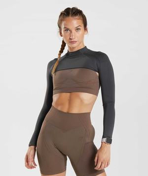 Black Grey / Black Gymshark Apex Seamless Shrug Women's Pullover | EVGPBD617