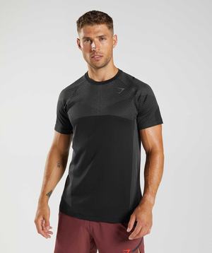 Black / Grey Gymshark Apex Seamless Men's T Shirts | KDJFWC813