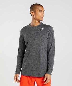 Black / Grey Gymshark Arrival Long Sleeve Men's T Shirts | TSKEDJ943