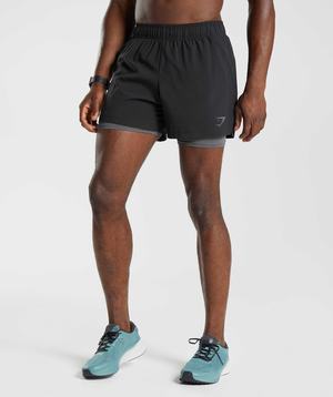 Black / Grey Gymshark Sport 7" 2 In 1 Men's Shorts | NBAGFD481