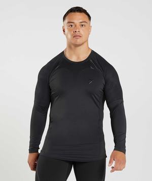 Black Gymshark 315 Long Sleeve Men's T Shirts | FNGCQV842