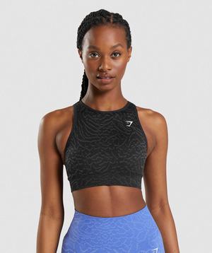 Black Gymshark Adapt Animal Seamless Women's Sports Bra | PGJSQN920