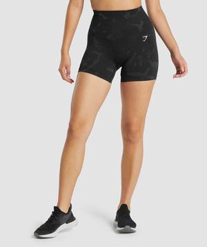 Black Gymshark Adapt Camo Seamless Women's Shorts | SZFBYE163