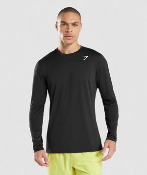 Black Gymshark Arrival Long Sleeve Men's T Shirts | JXSUTC621