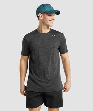 Black Gymshark Arrival Marl Men's T Shirts | ODPTAR531