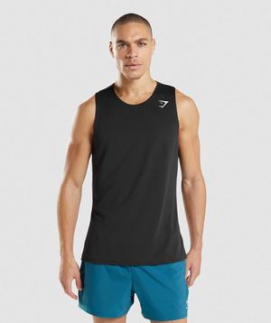 Black Gymshark Arrival Men's Tanks | DHRGWE079