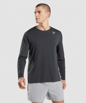 Black Gymshark Arrival Seamless Long Sleeve Men's T Shirts | OLMQBH875