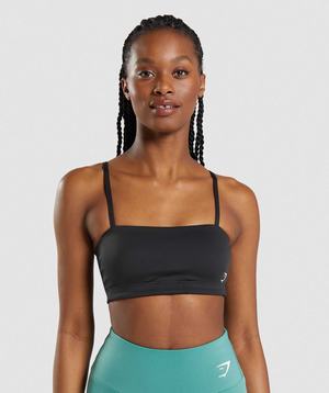 Black Gymshark Bandeau Women's Sports Bra | IXPNLT049