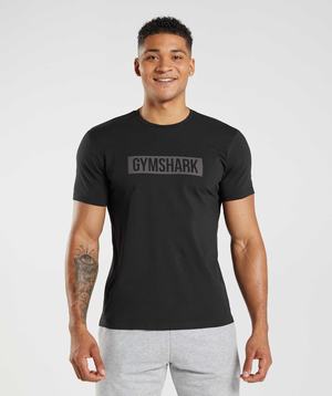 Black Gymshark Block Men's T Shirts | KRGWPD183