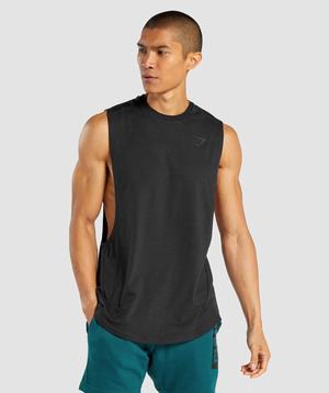 Black Gymshark Bold Drop Arm Men's Tanks | CZJFGR867