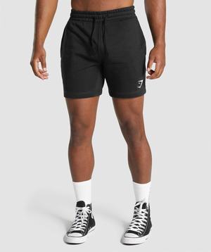 Black Gymshark Crest Men's Shorts | ANJUKD965