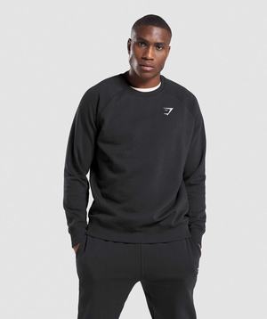 Black Gymshark Crest Sweatshirt Men's Pullover | NKRQLC405