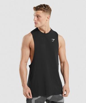 Black Gymshark Critical 2.0 Drop Arm Men\'s Tanks | GAPQLV728