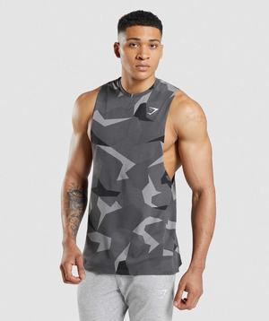 Black Gymshark Critical Drop Arm Men's Tanks | PORNXM379