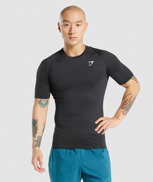 Black Gymshark Element Baselayer Men's T Shirts | VNBHWY087