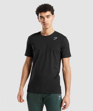 Black Gymshark Essential Men's T Shirts | YVUFOI468