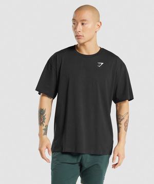 Black Gymshark Essential Oversized Men's T Shirts | ECPTSK621