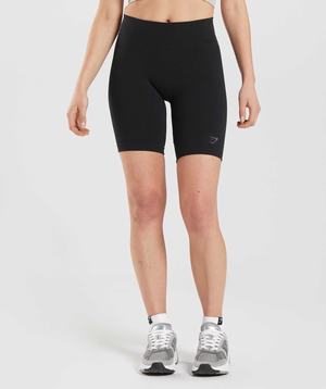 Black Gymshark Pause Seamless Cycling Women's Shorts | HINFQV435