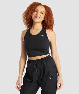 Black Gymshark Pulse Crop Women's Tanks | BKVGIC189