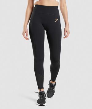 Black Gymshark Pulse Mesh Women's Leggings | QLUINJ973