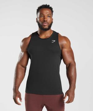 Black Gymshark React Men's Tanks | QTMOFY812