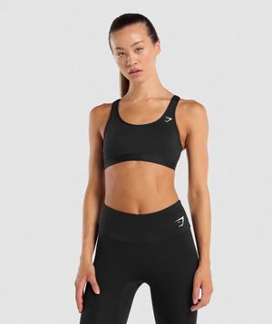 Black Gymshark Scoop Neck Women's Sports Bra | ZLSCWJ703