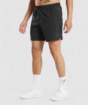 Black Gymshark Sport Stripe 7" Men's Shorts | SHYFIB159