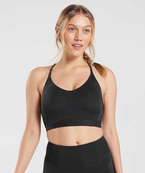 Black Gymshark Studio Women's Sports Bra | EAOGVN825