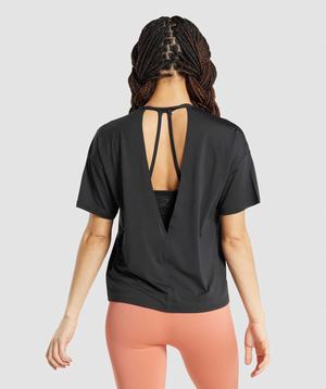 Black Gymshark Studio Women's T Shirts | IXDTVE763