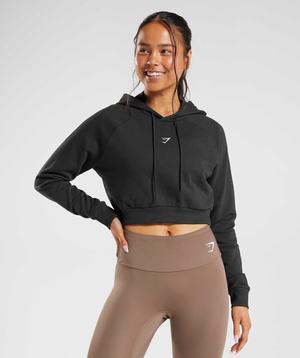 Black Gymshark Training Cropped Women's Pullover | OSCPMH183