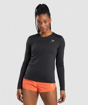 Black Gymshark Training Long Sleeve Women's Tops | BLIKVZ821