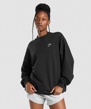 Black Gymshark Training Oversized Sweatshirt Women's Pullover | KEIBXP352