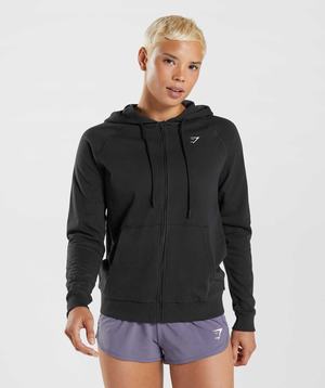 Black Gymshark Training Zip Women's Hoodie | JCZOXH941