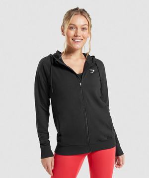 Black Gymshark Training Zip Women's Pullover | VUJTAX854