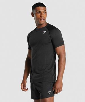 Black Gymshark Vital Light Seamless Men's T Shirts | POSFIC305