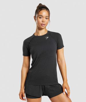 Black Gymshark Vital Seamless 2.0 Light Women\'s T Shirts | KOZVDH495