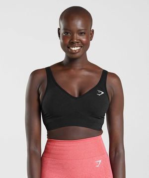 Black Gymshark Vital Seamless 2.0 V Neck Women's Sports Bra | UWKTIH031