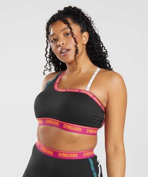 Black / Pink / Green Gymshark Strike Women's Sports Bra | EPSWVB316