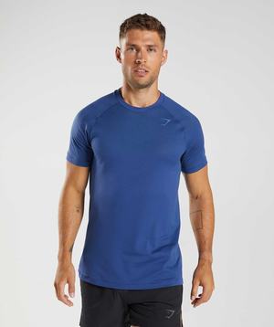 Blue / Blue Gymshark Apex Seamless Men's T Shirts | EUABXQ095