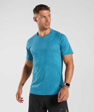 Blue / Dark Grey Blue Gymshark Apex Men's T Shirts | EYRCAX602