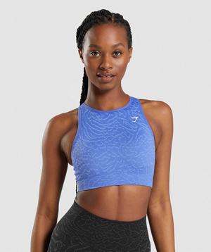 Blue Gymshark Adapt Animal Seamless Women's Sports Bra | ARJVIB847