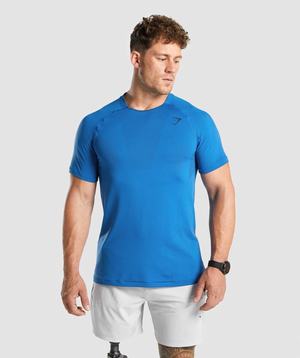 Blue Gymshark Apex Perform Men's T Shirts | THFBIL704