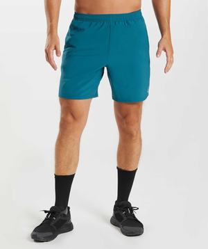 Blue Gymshark Arrival 7" Men's Shorts | MBRLTS304