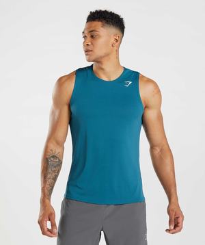 Blue Gymshark Arrival Men's Tanks | DMXLNG019