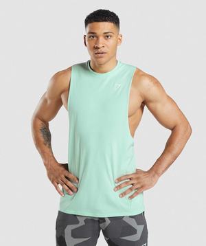 Blue Gymshark Critical Drop Arm Men's Tanks | UGZNTJ679